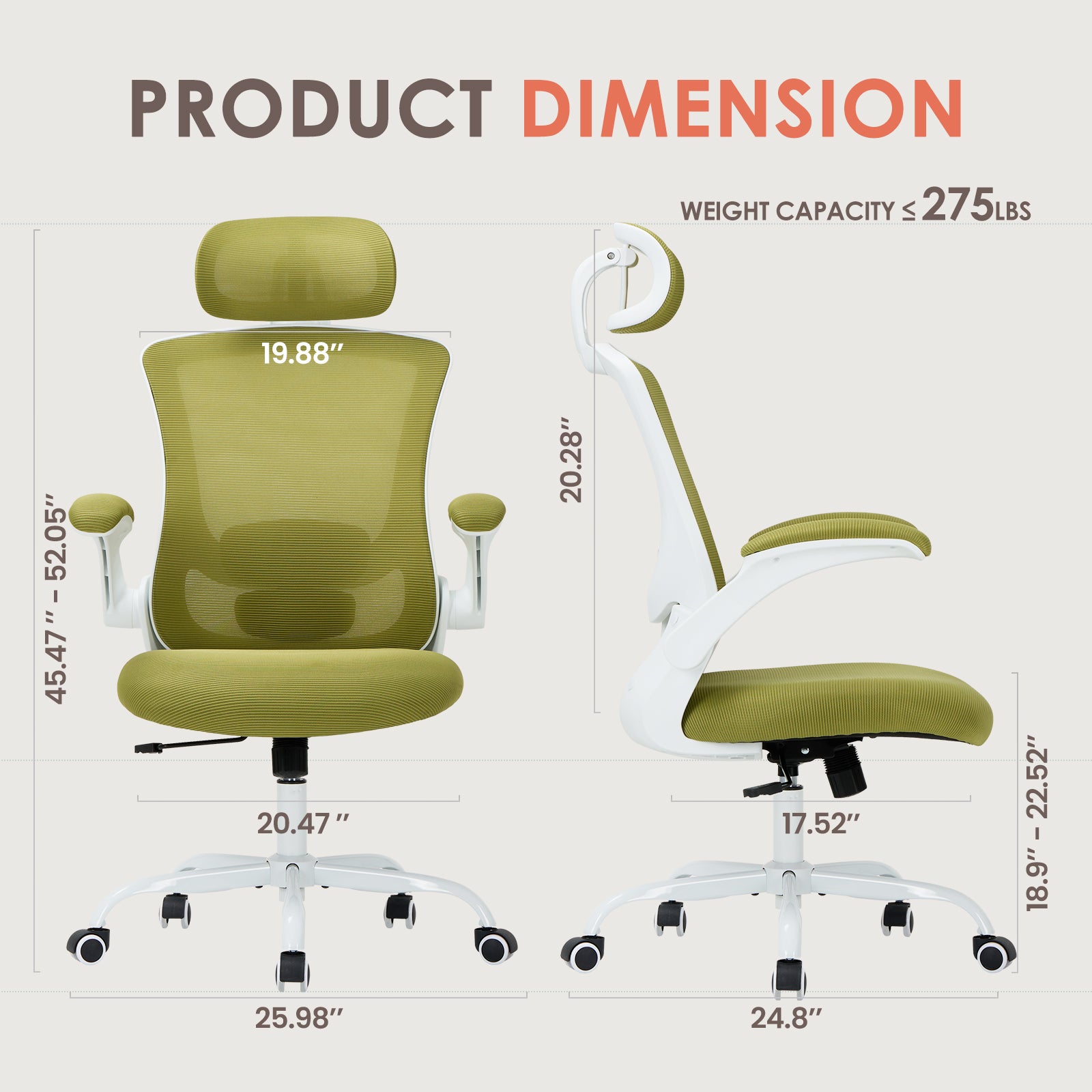 COLAMY Ergonomic Mesh Office Chair with Lumbar Support Model.9050 Cap.125kg
