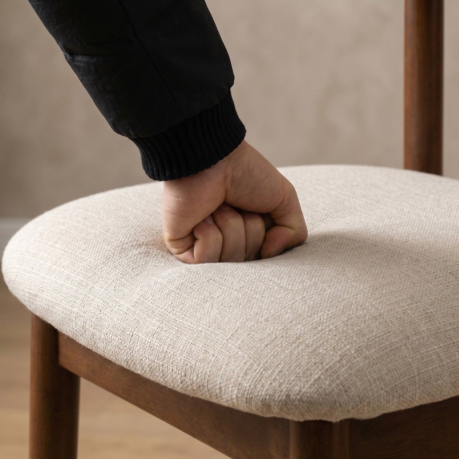COLAMY ARLA beige upholstered counter stool seat cushion with soft padded comfort
