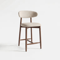 COLAMY ARLA Upholstered Wooden Scandi Minimalist Bar Stool - Beige / Set of 2