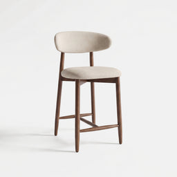 COLAMY ARLA Upholstered Wooden Scandi Minimalist Bar Stool - Beige / Set of 2 - image 1