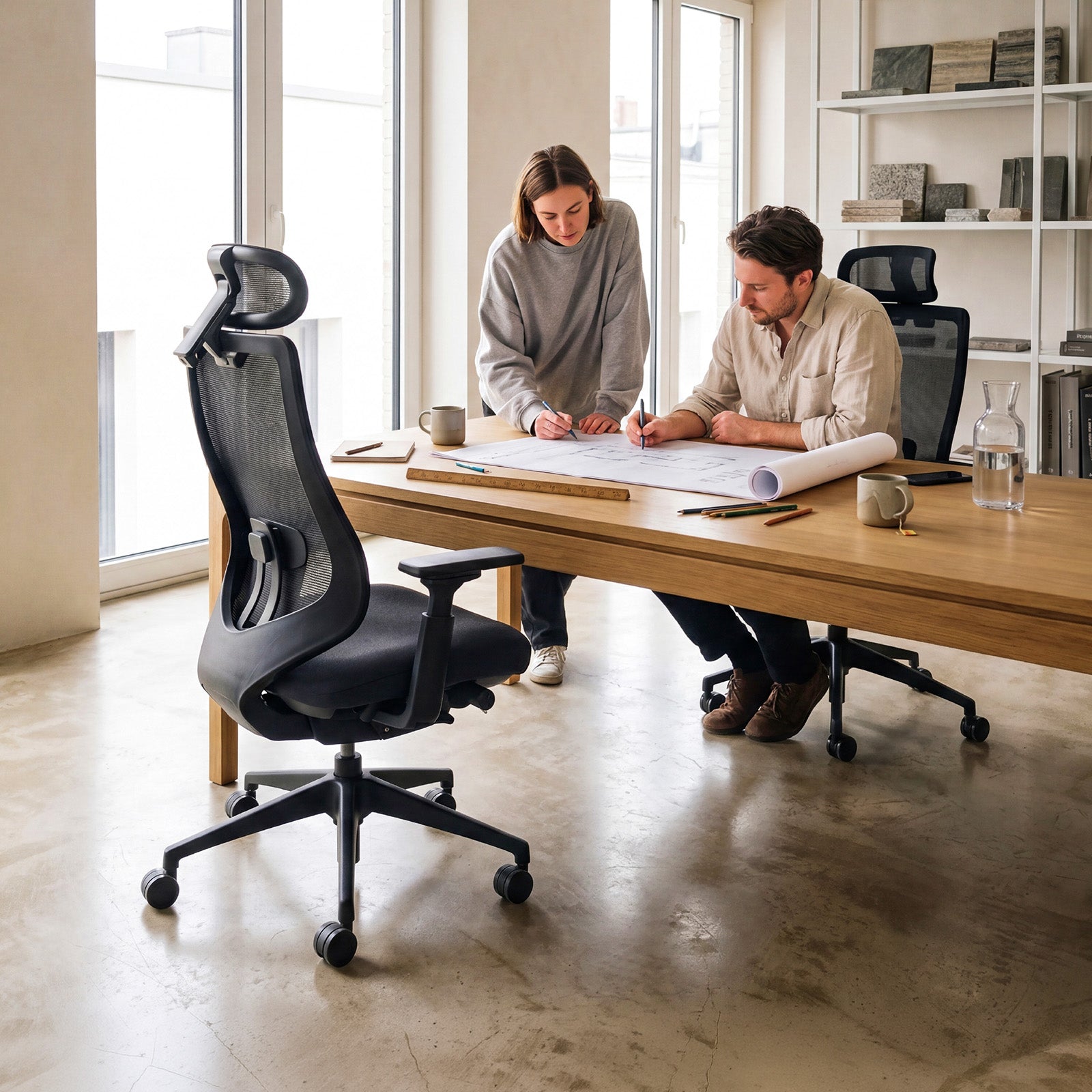 COLAMY ATLAS-01 black ergonomic mesh office chair for collaborative office work