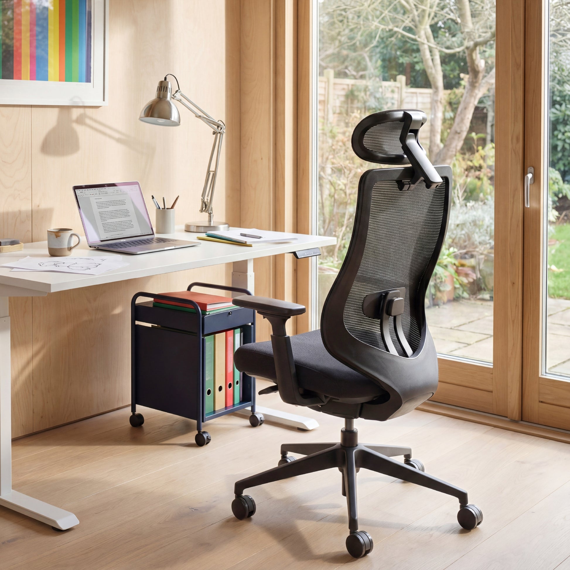 COLAMY ATLAS-01 black mesh office chair with adjustable headrest for home office use