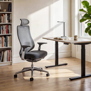 COLAMY ATLAS ergonomic office chair with mesh back paired with a height adjustable work desk