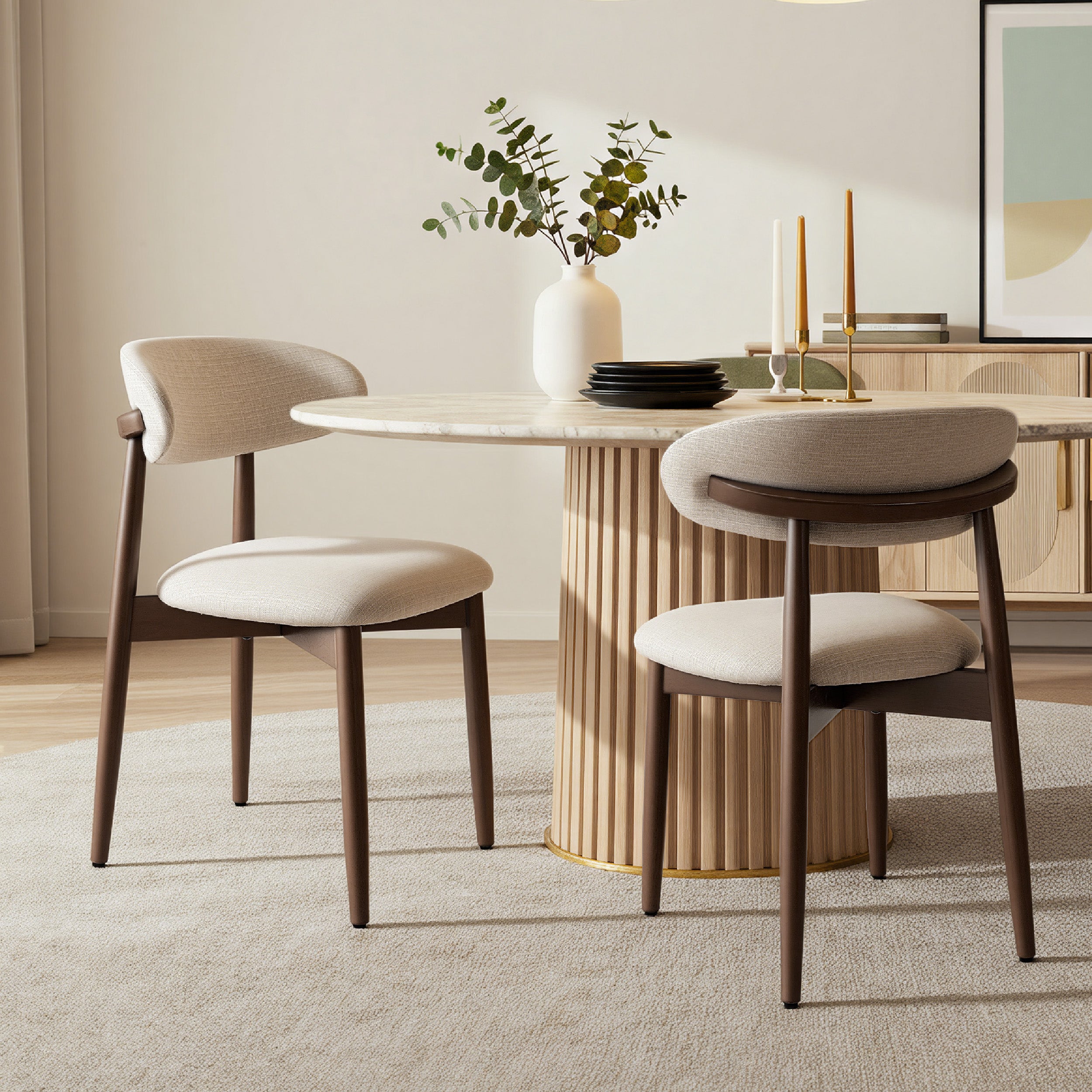 COLAMY NOYA Mid-Century Modern Dining Chair - Upholstered Accent Chair for Kitchen & Dining Room