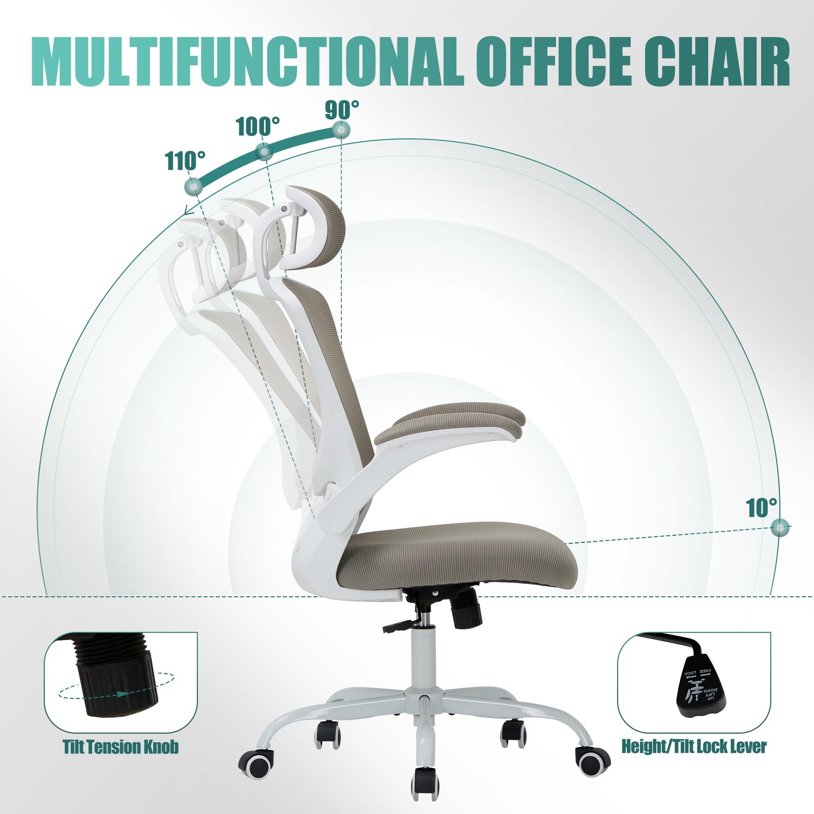 COLAMY Ergonomic Mesh Office Chair with Lumbar Support Model.9050 Cap.125kg