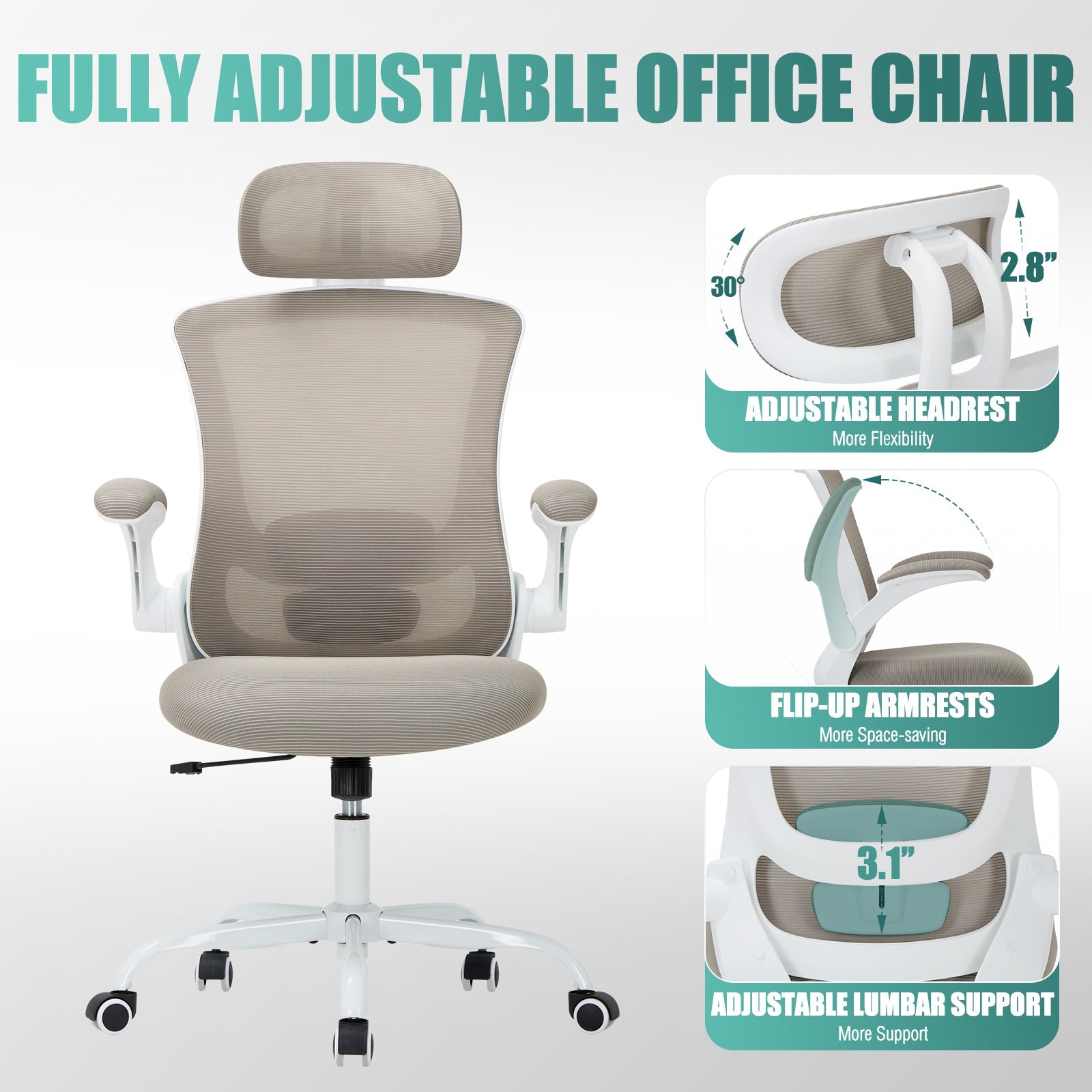 COLAMY Ergonomic Mesh Office Chair with Lumbar Support Model.9050 Cap.125kg