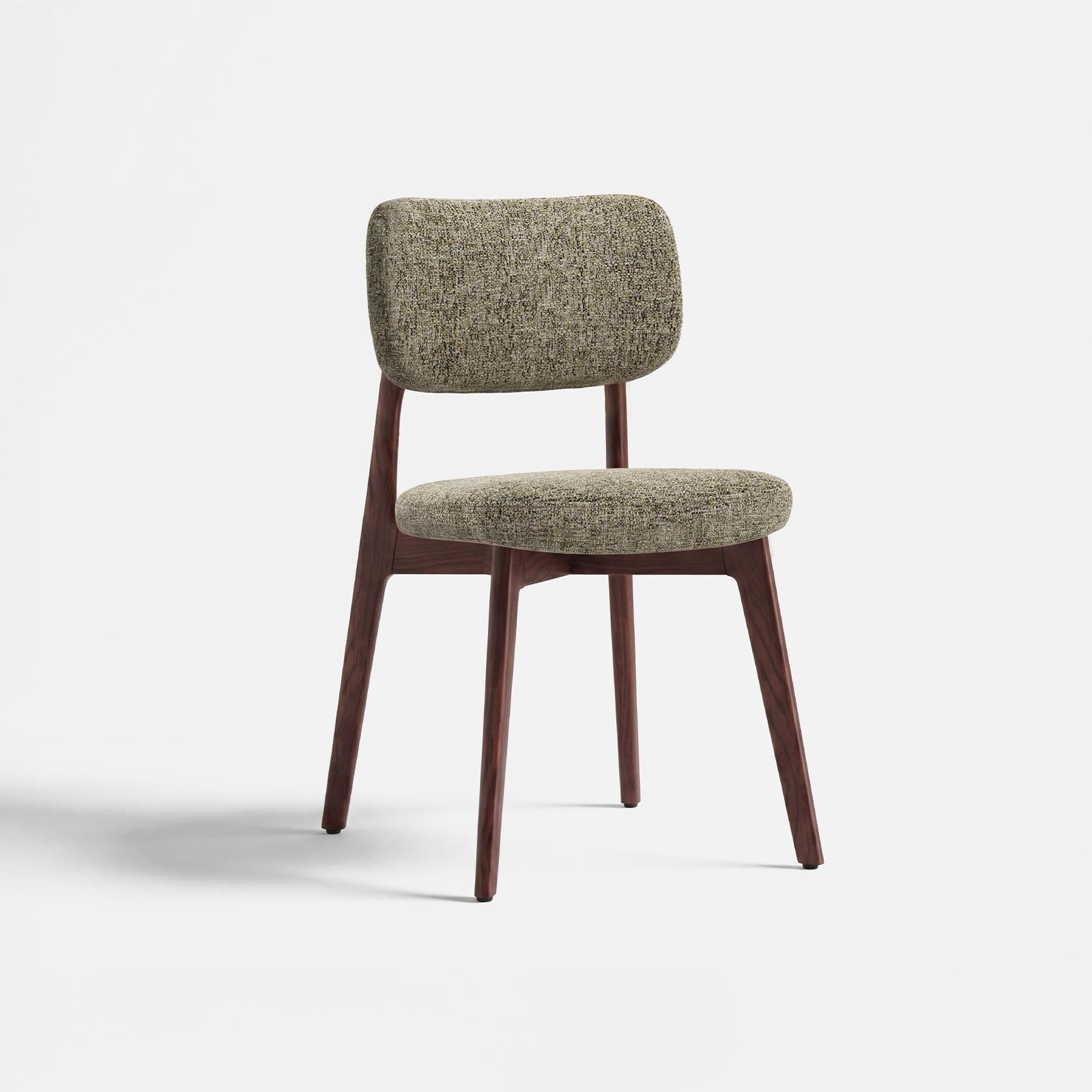 COLAMY HALO brown mixed-weave upholstered dining chair with walnut red oak frame