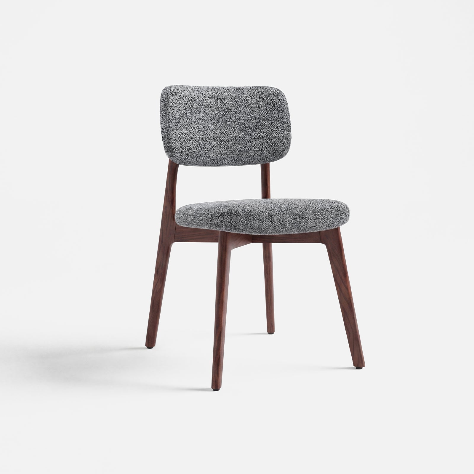 COLAMY HALO dark gray upholstered dining chair with walnut red oak frame