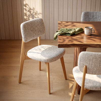 COLAMY HALO Prime Upholstered Dining Chair - FSC Solid Red Oak Wood Frame