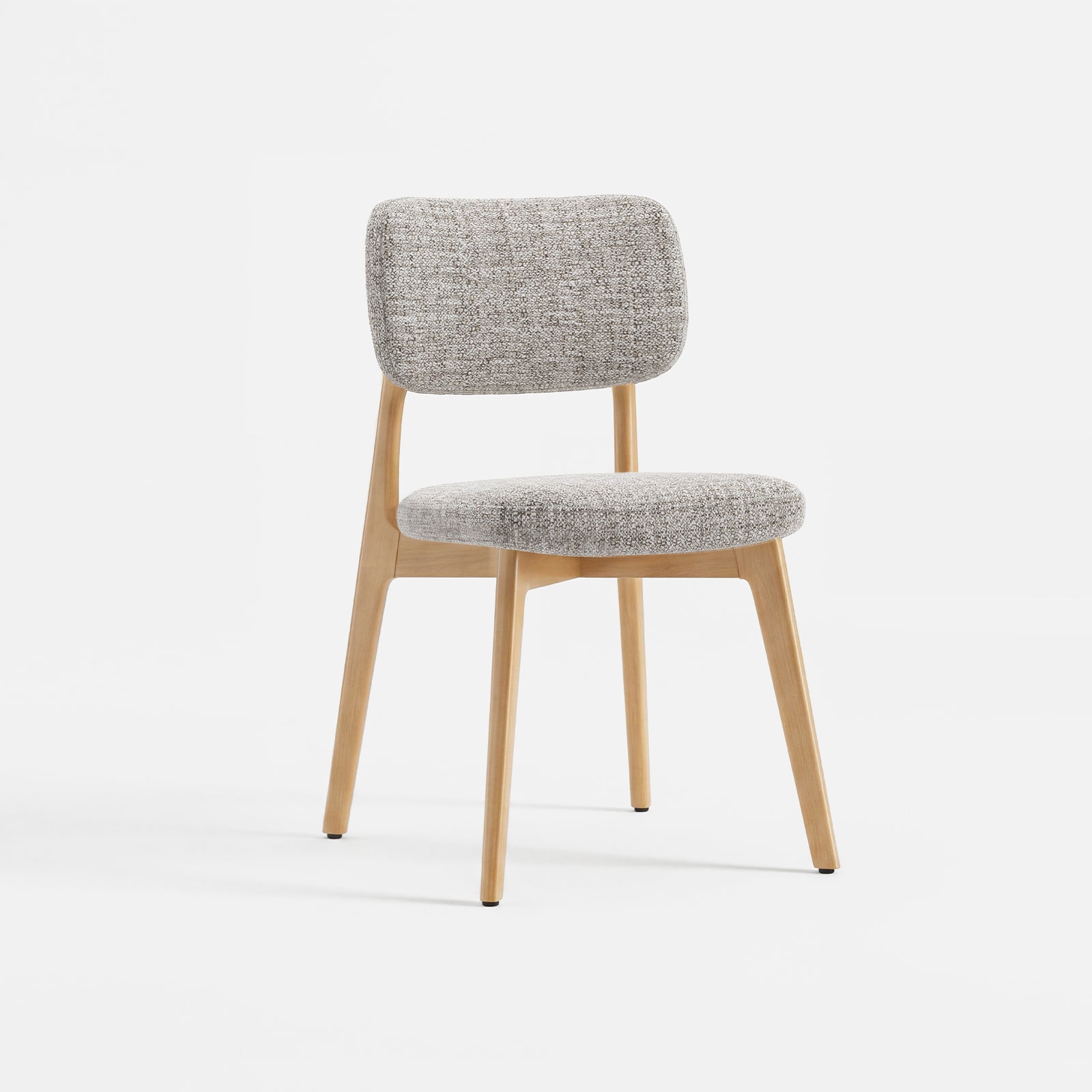 COLAMY HALO oatmeal upholstered dining chair with natural oak finish wood frame