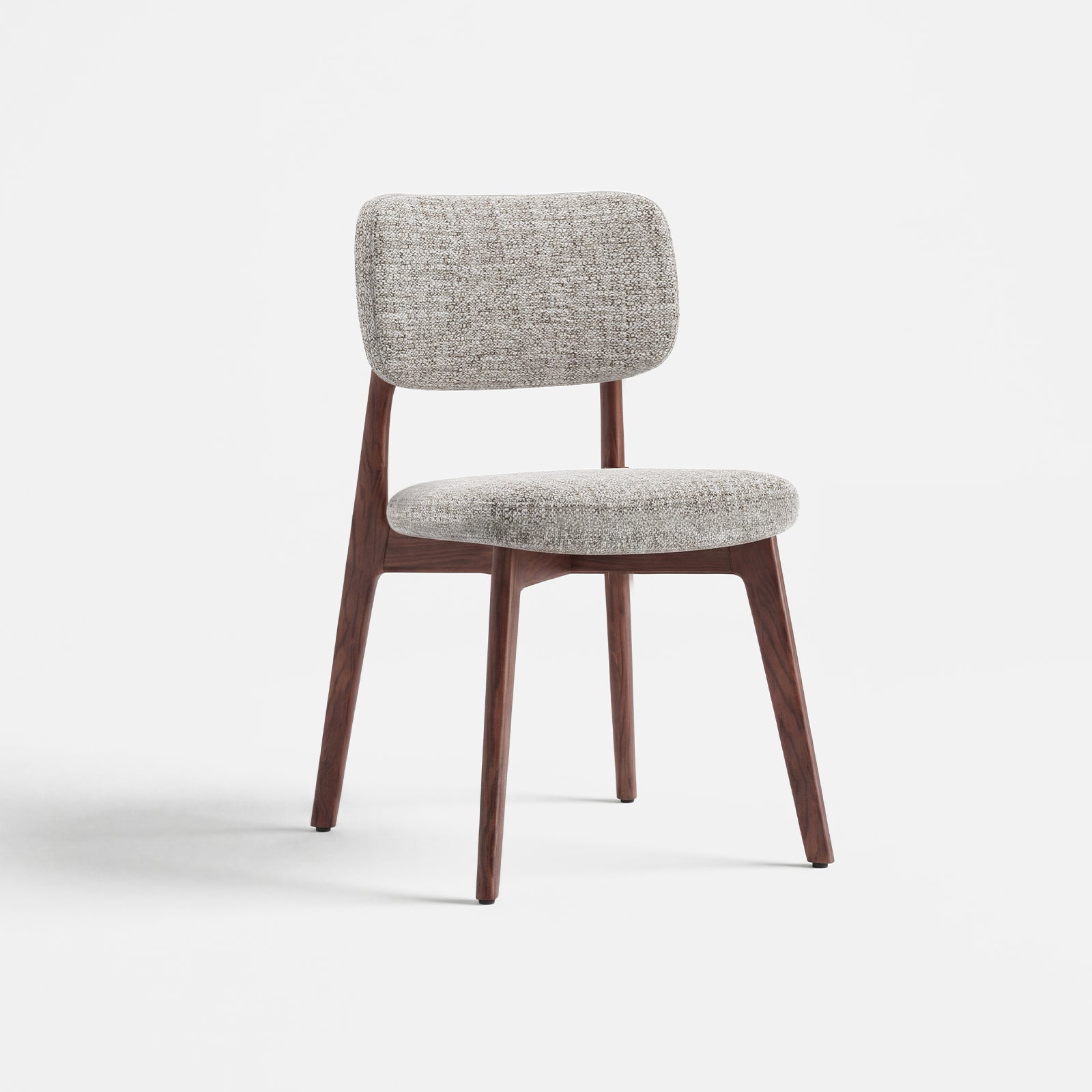 COLAMY HALO oatmeal upholstered dining chair with walnut red oak frame