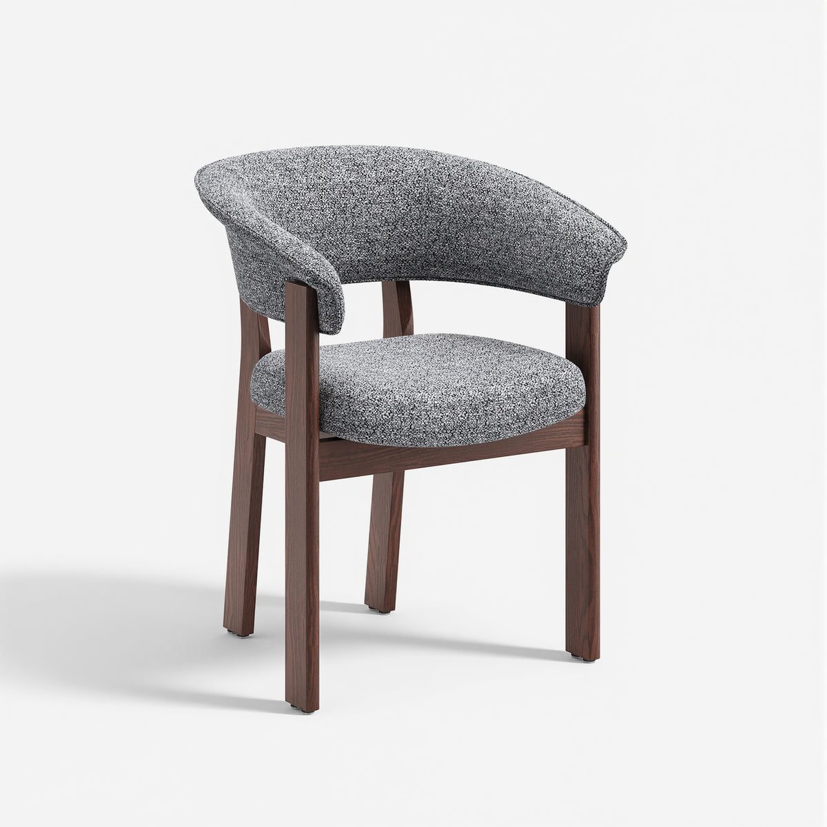 COLAMY Halo Luxe charcoal grey upholstered dining chair with a padded seat and dark solid oak frame