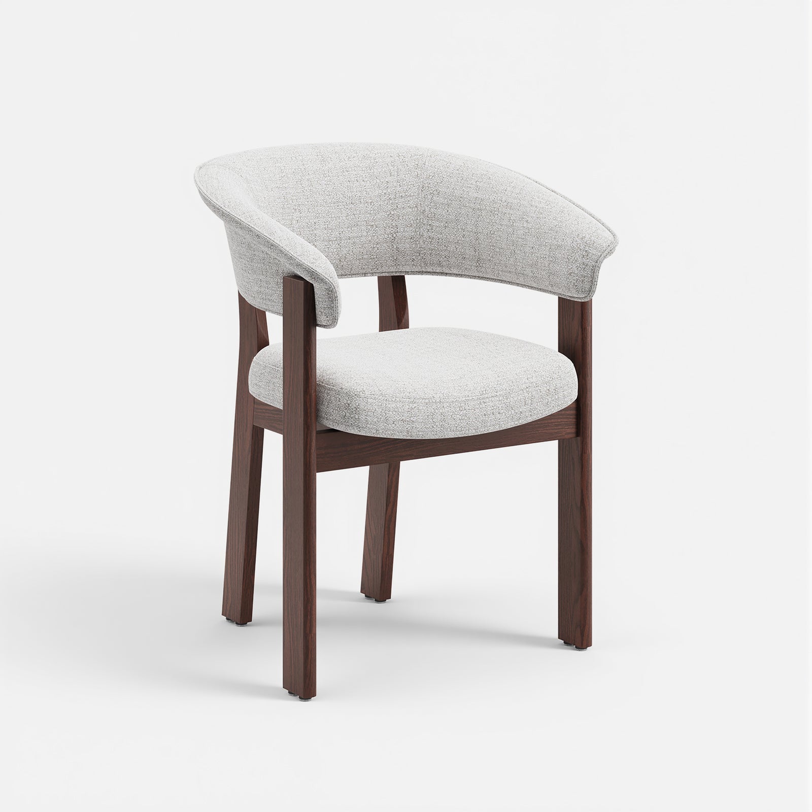 COLAMY Halo Prime light grey upholstered dining chair with a dark solid oak wood frame