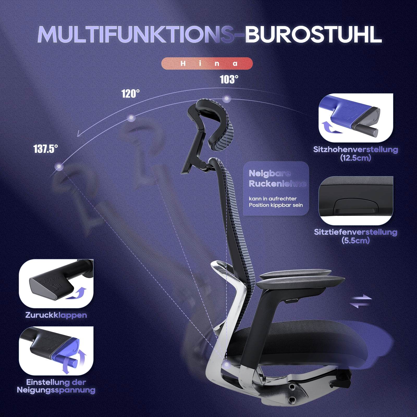 COLAMY HINA Modern Ergonomic Office Chair