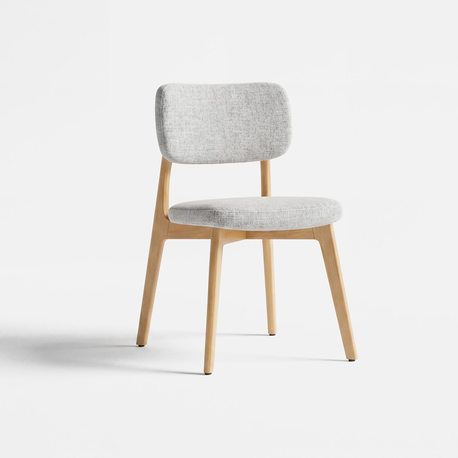 COLAMY NOYA Prime beige upholstered dining chair with natural oak finish wood frame