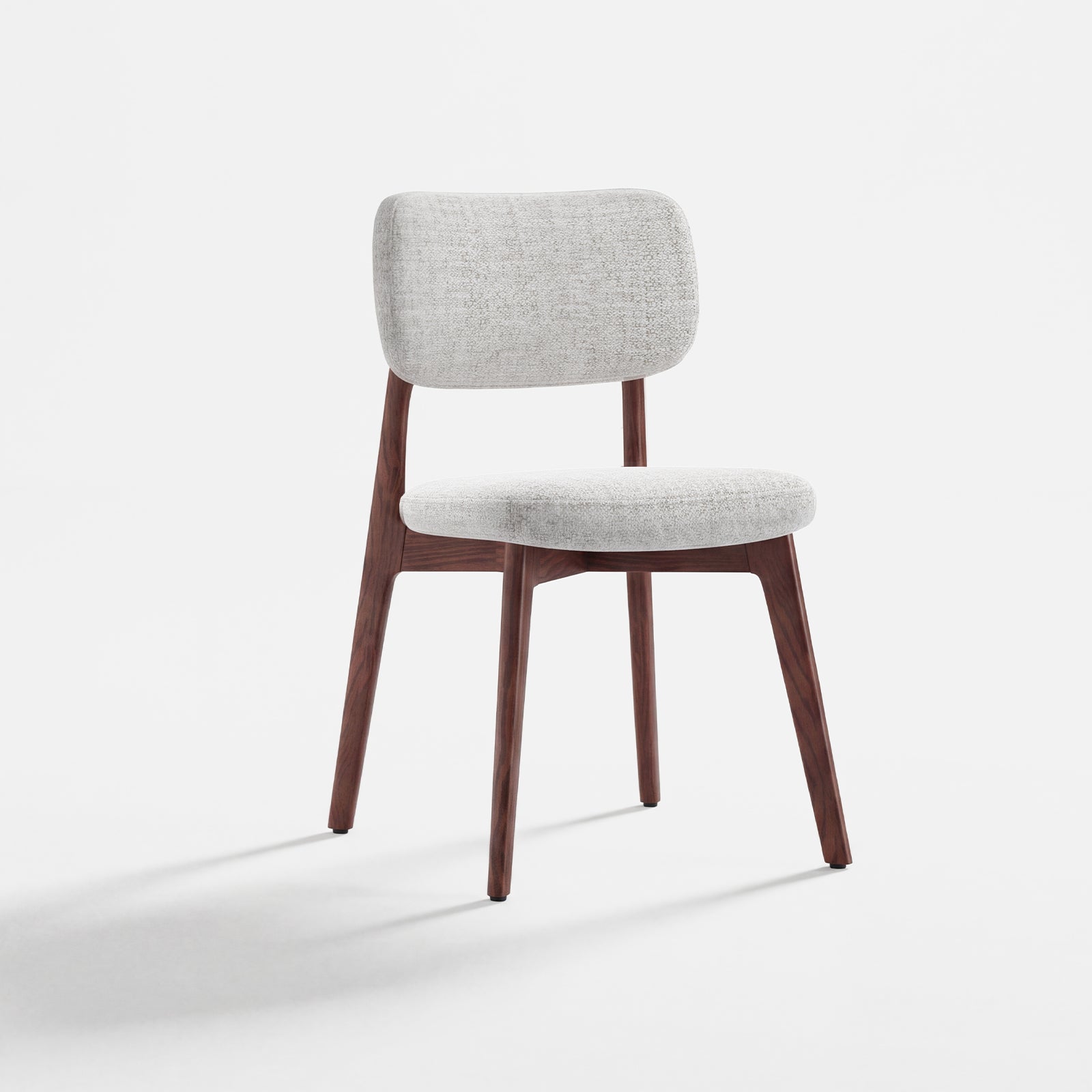 COLAMY NOYA Prime beige upholstered dining chair with walnut red oak frame