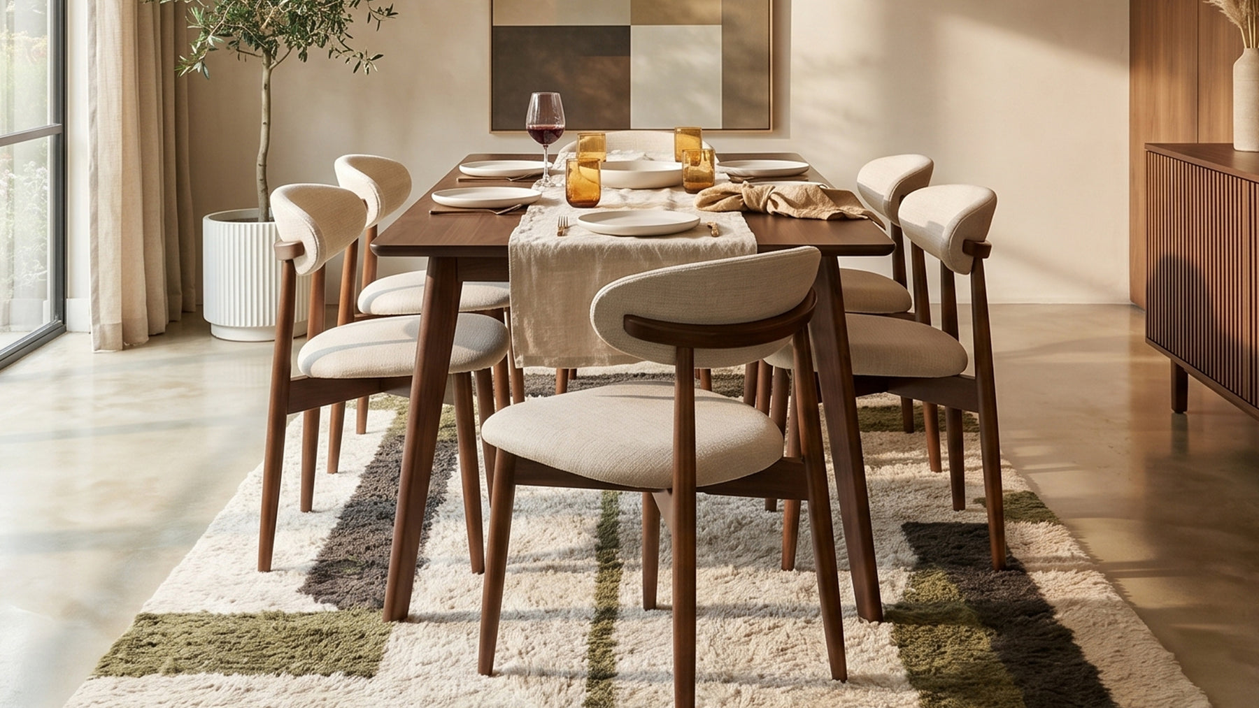 COLAMY NOYA Mid-Century Modern Dining Chair - Upholstered Accent Chair for Kitchen & Dining Room
