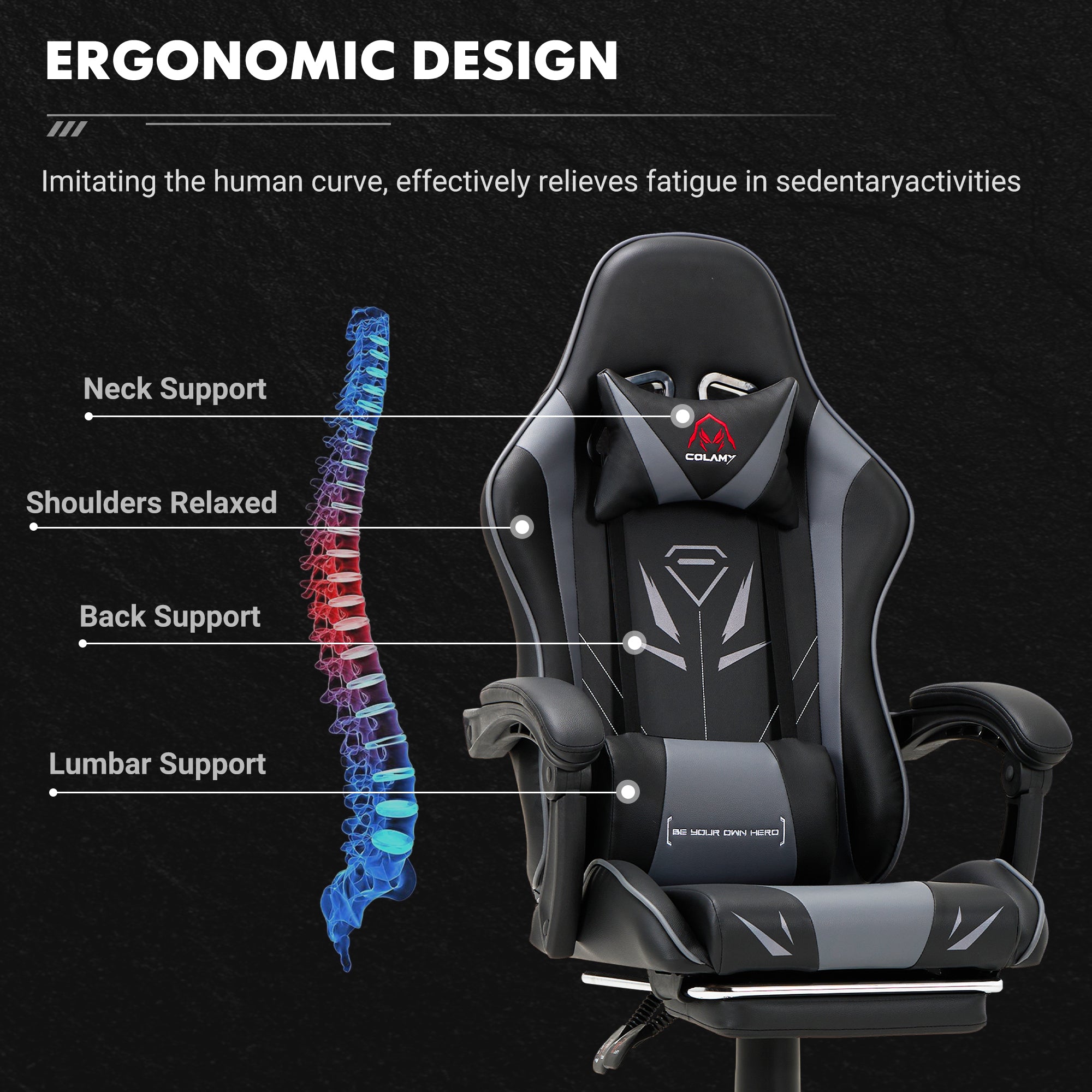 COLAMY PU Leather Gaming Chair Cap.300 Model.6703