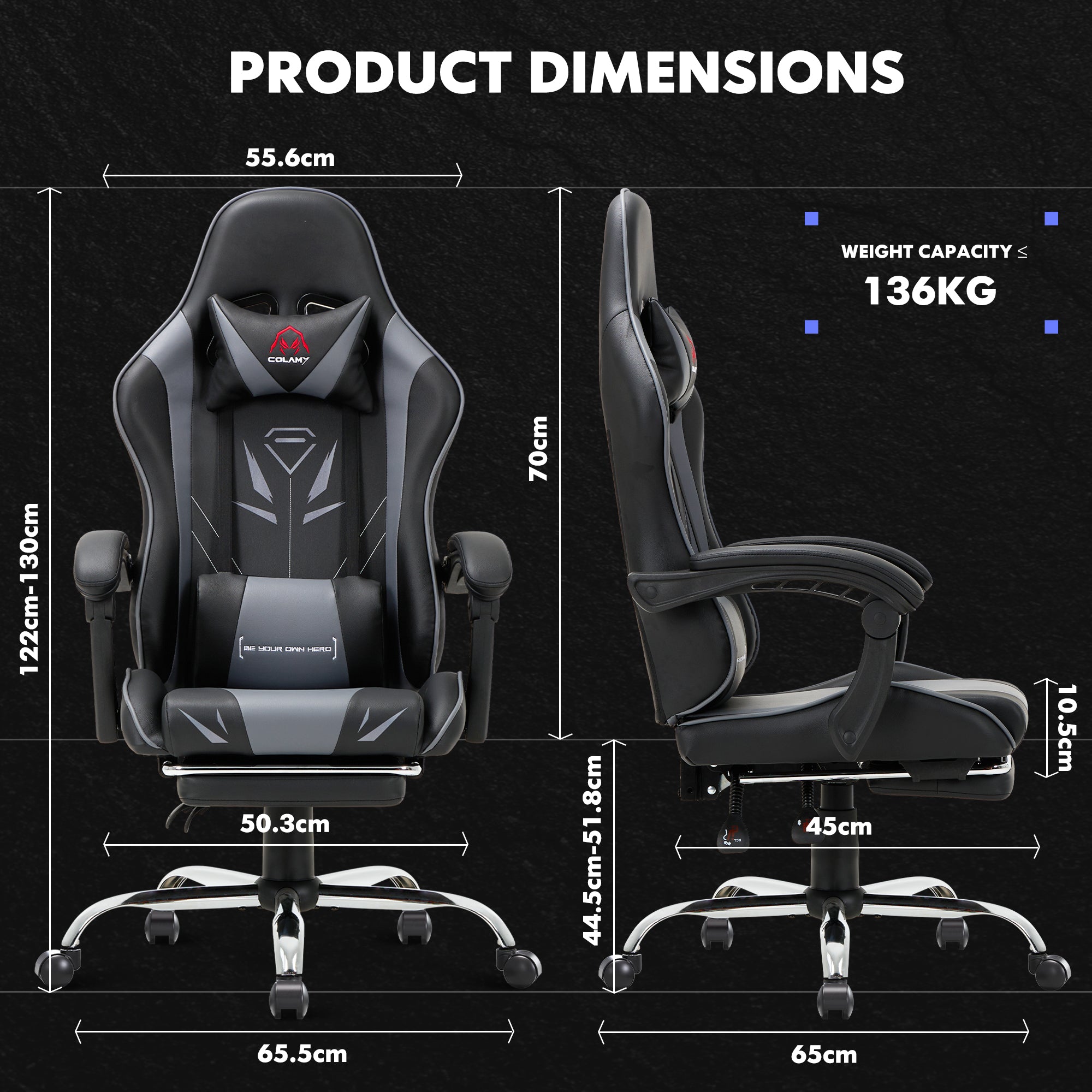 COLAMY PU Leather Gaming Chair Cap.300 Model.6703