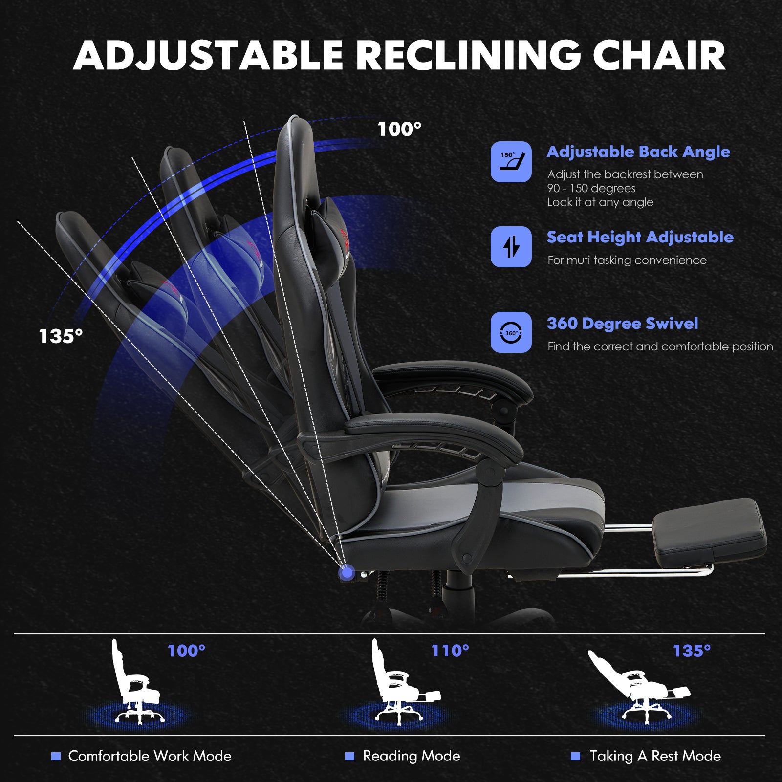 COLAMY PU Leather Gaming Chair Cap.300 Model.6703