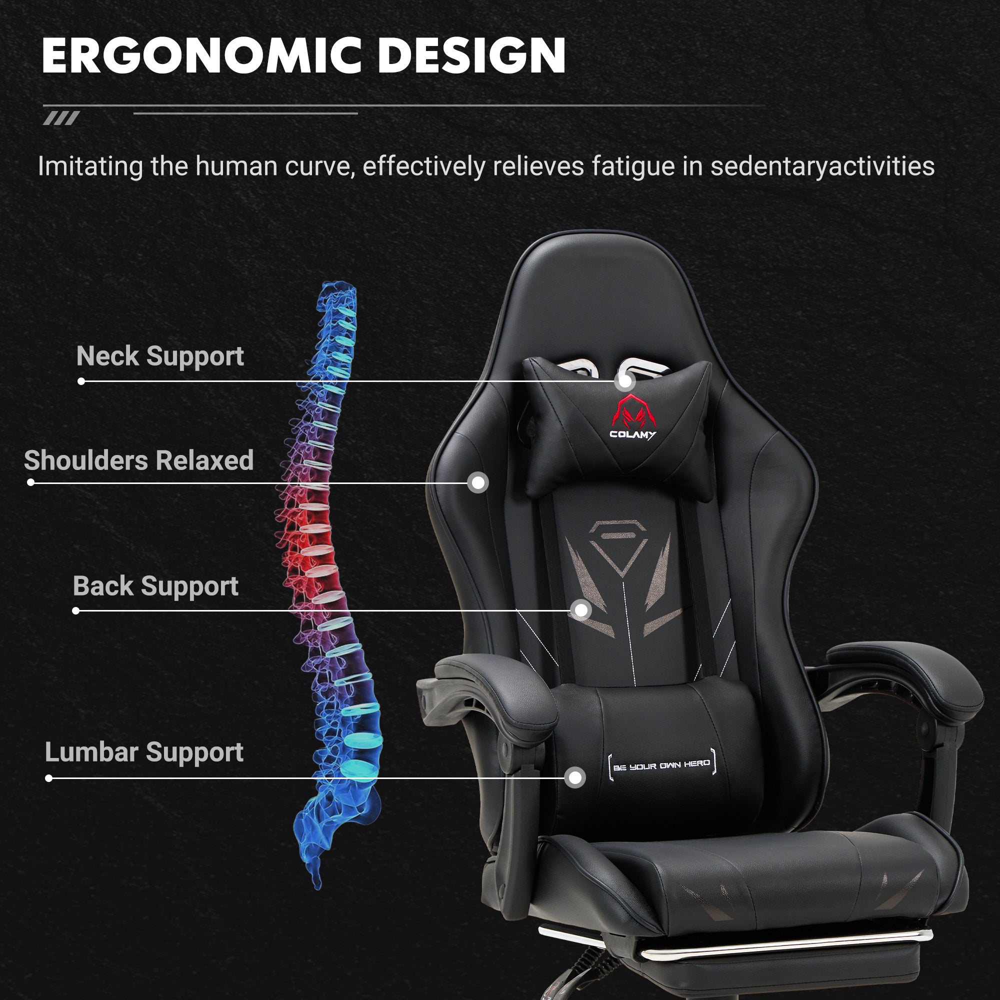 COLAMY PU Leather Gaming Chair Cap.300 Model.6703