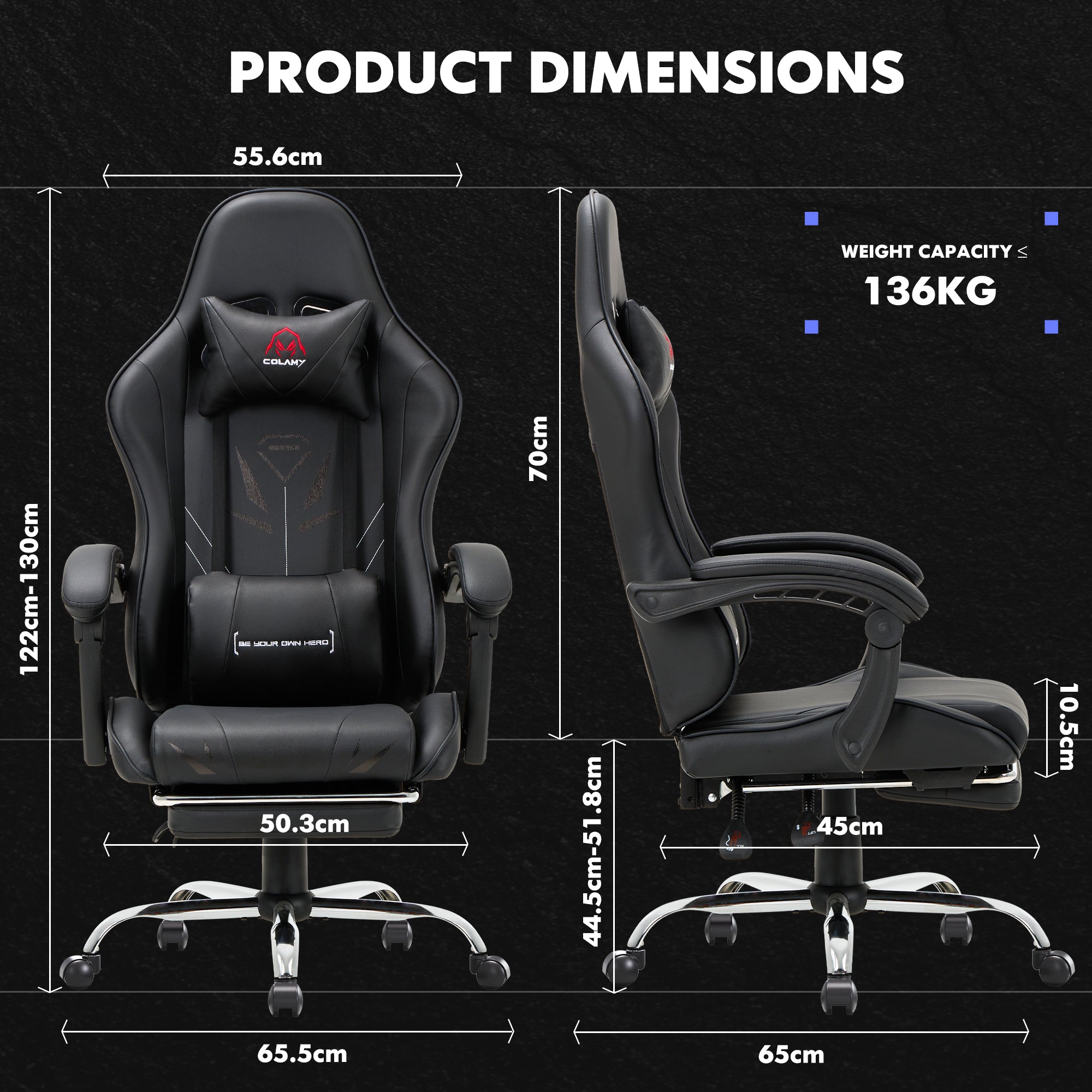 COLAMY PU Leather Gaming Chair Cap.300 Model.6703