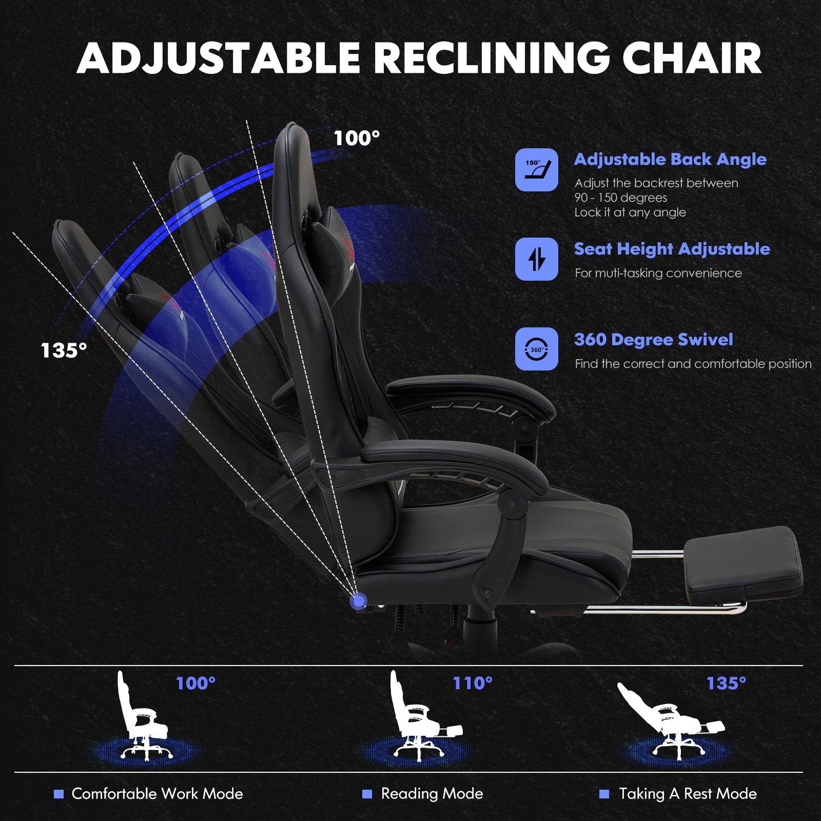 COLAMY PU Leather Gaming Chair Cap.300 Model.6703