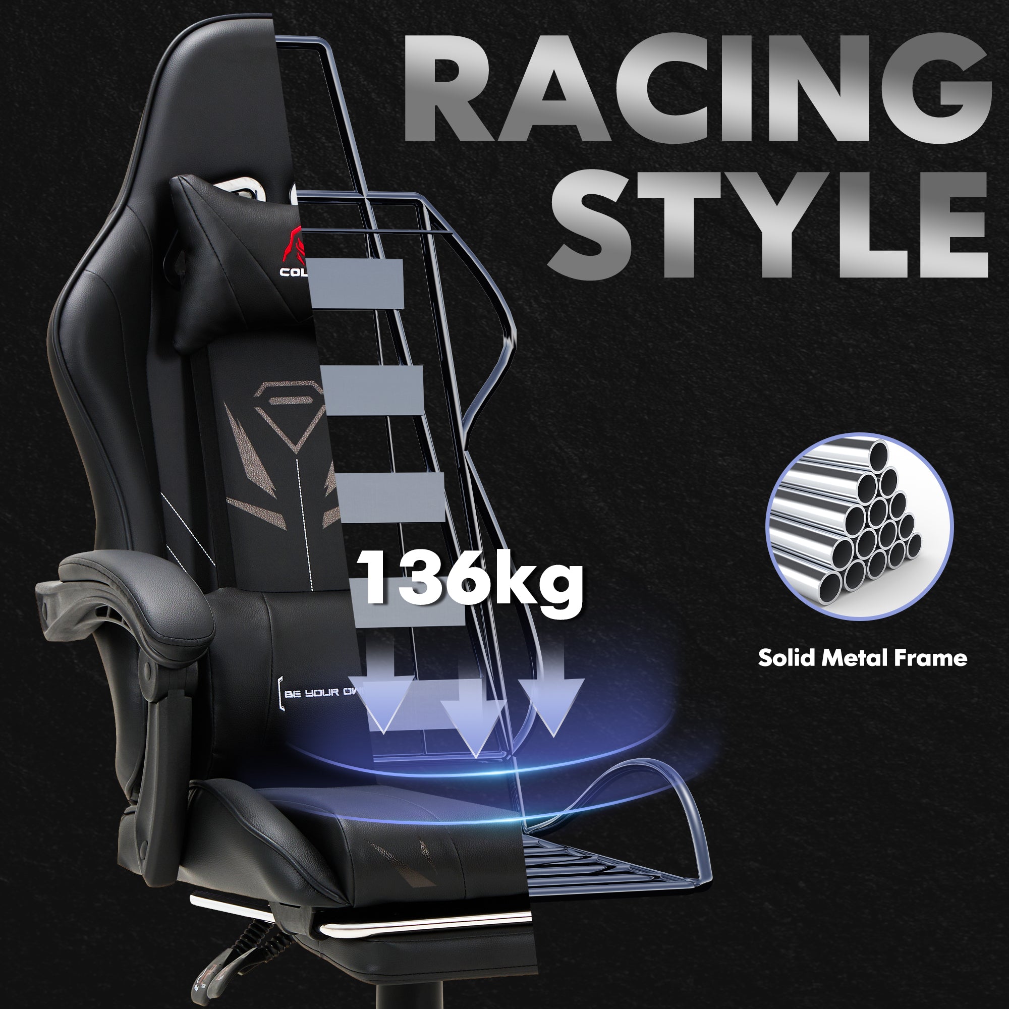 COLAMY PU Leather Gaming Chair Cap.300 Model.6703