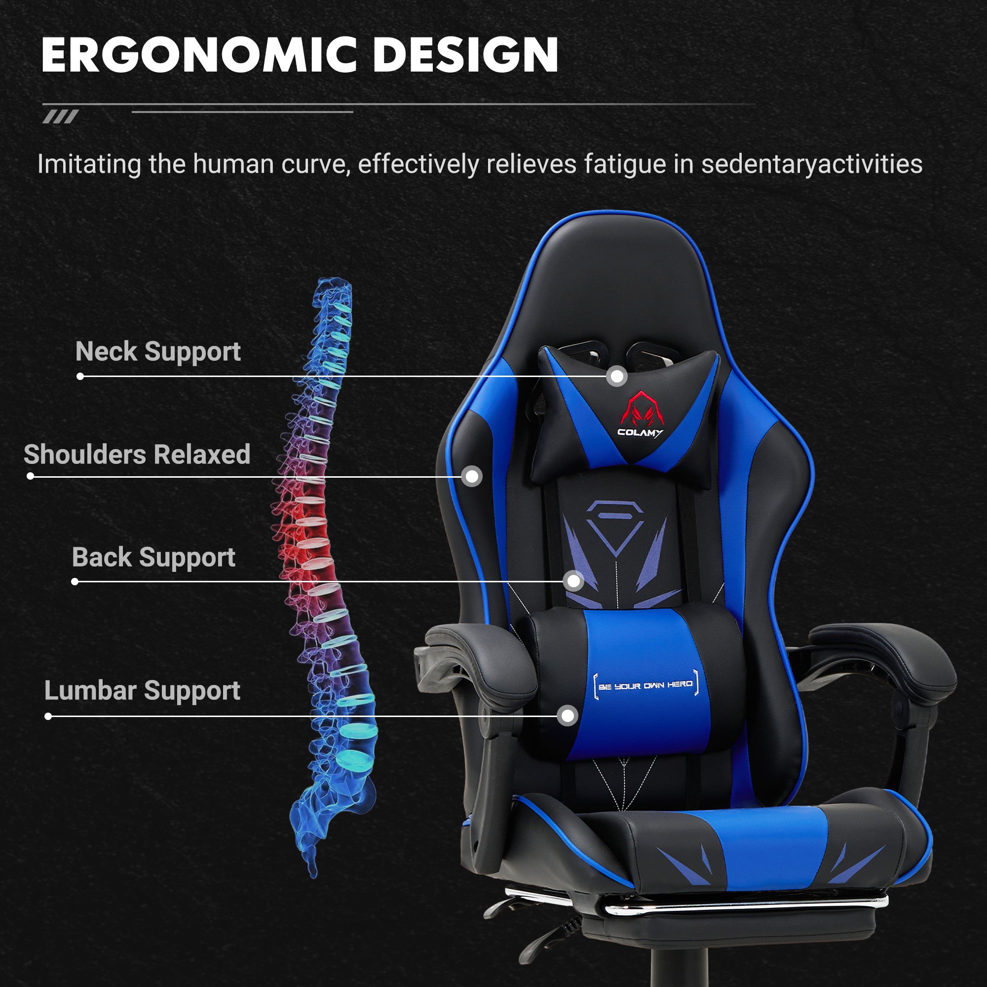 COLAMY PU Leather Gaming Chair Cap.300 Model.6703