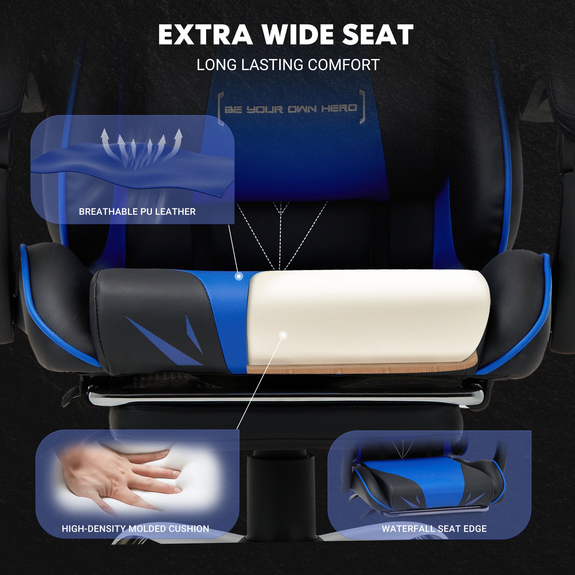 COLAMY PU Leather Gaming Chair Cap.300 Model.6703