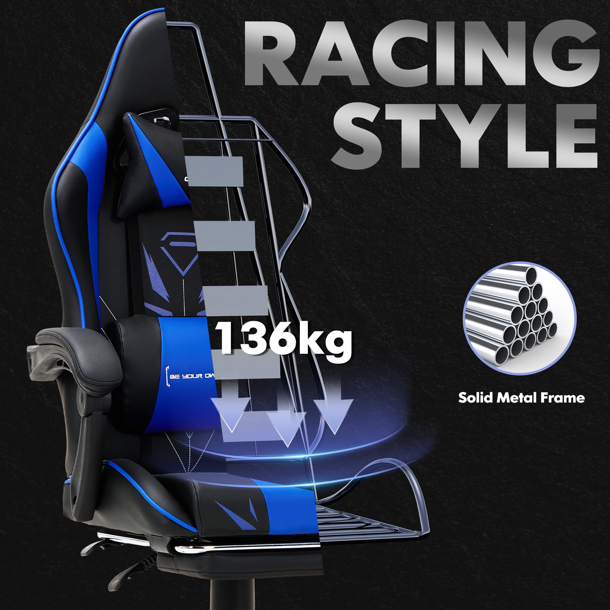 COLAMY PU Leather Gaming Chair Cap.300 Model.6703