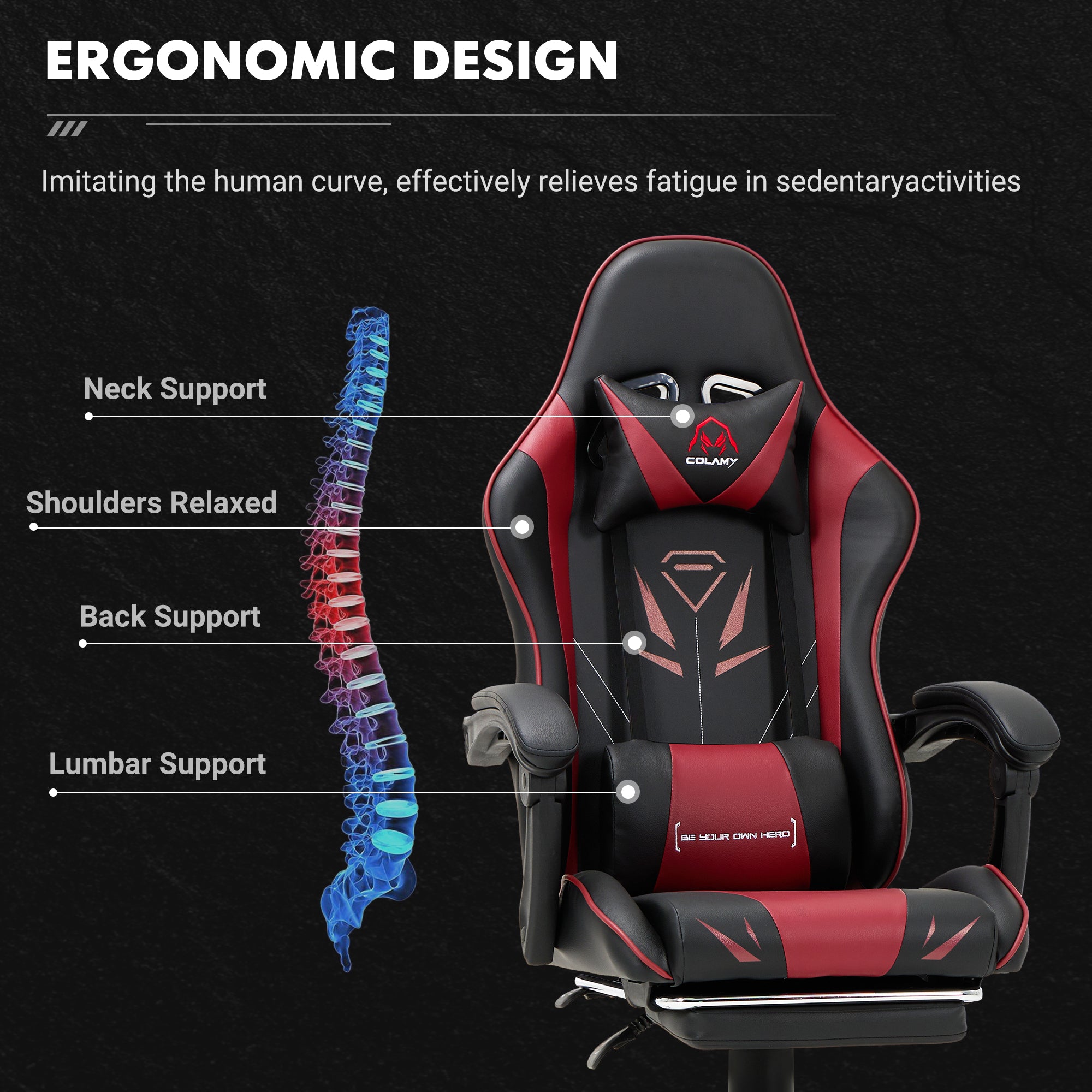 COLAMY PU Leather Gaming Chair Cap.300 Model.6703