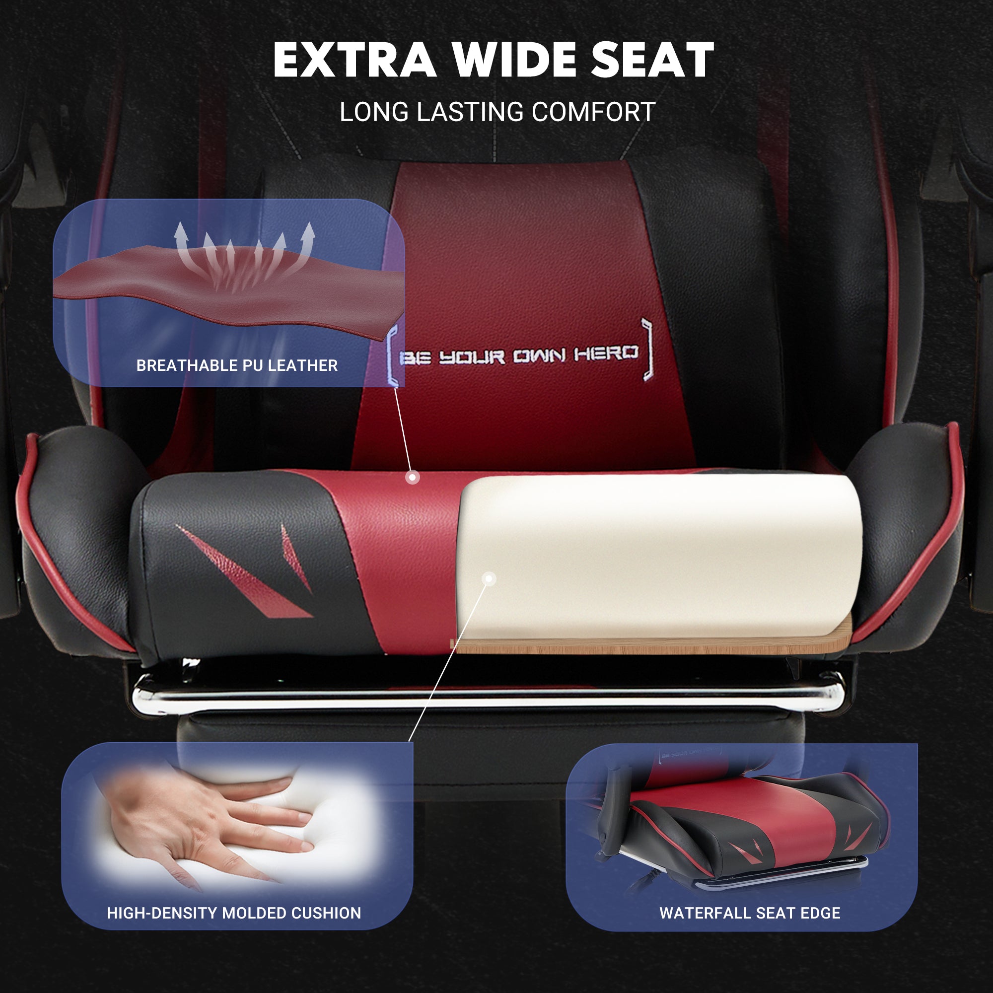 COLAMY PU Leather Gaming Chair Cap.300 Model.6703