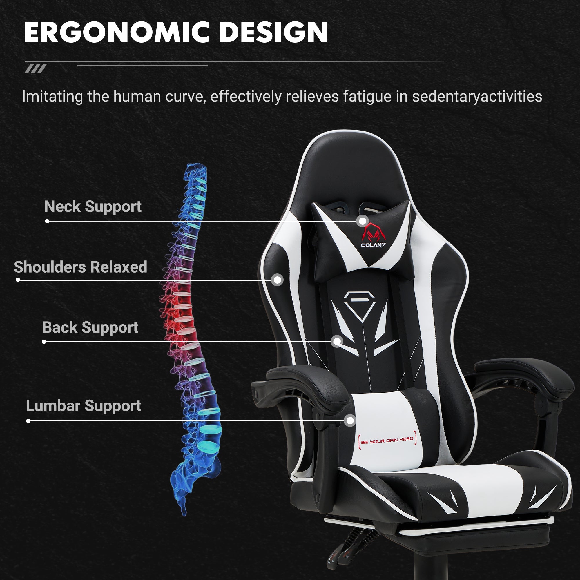 COLAMY PU Leather Gaming Chair Cap.300 Model.6703