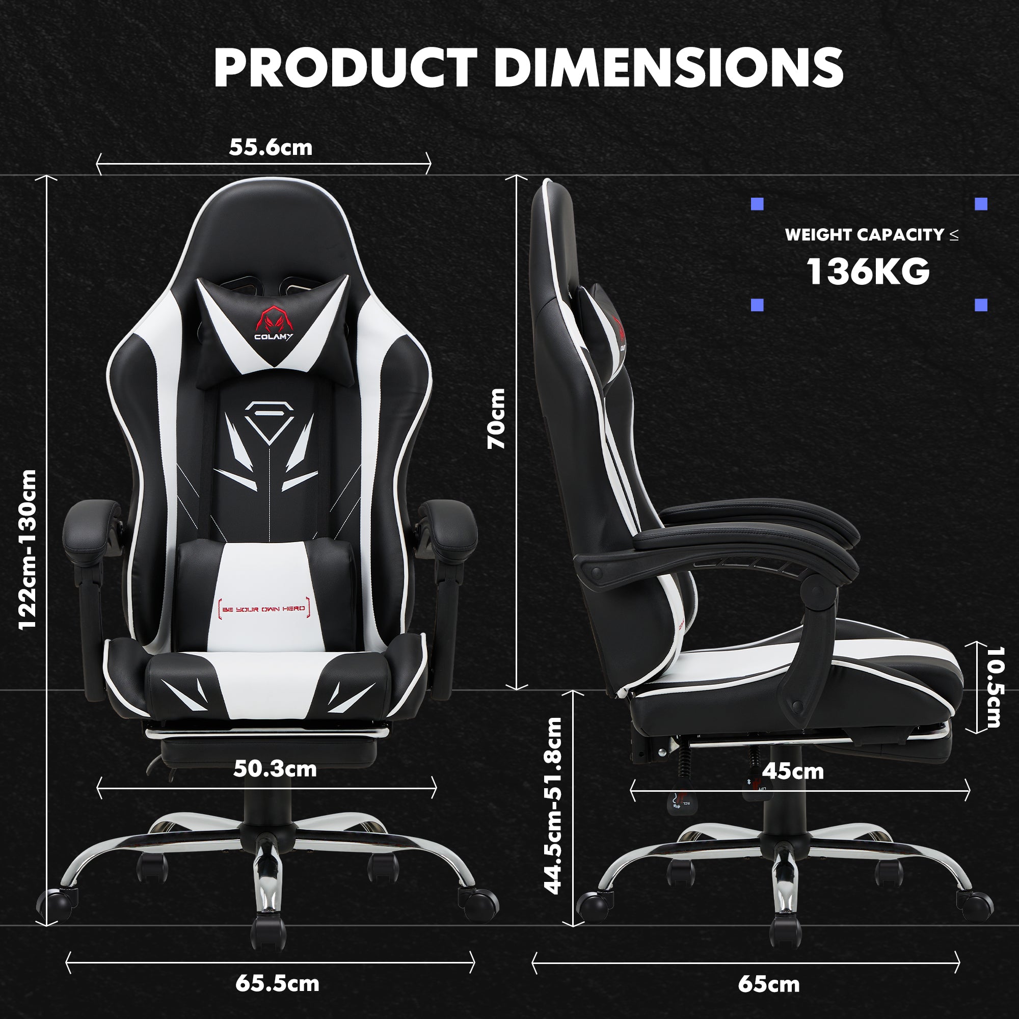 COLAMY PU Leather Gaming Chair Cap.300 Model.6703