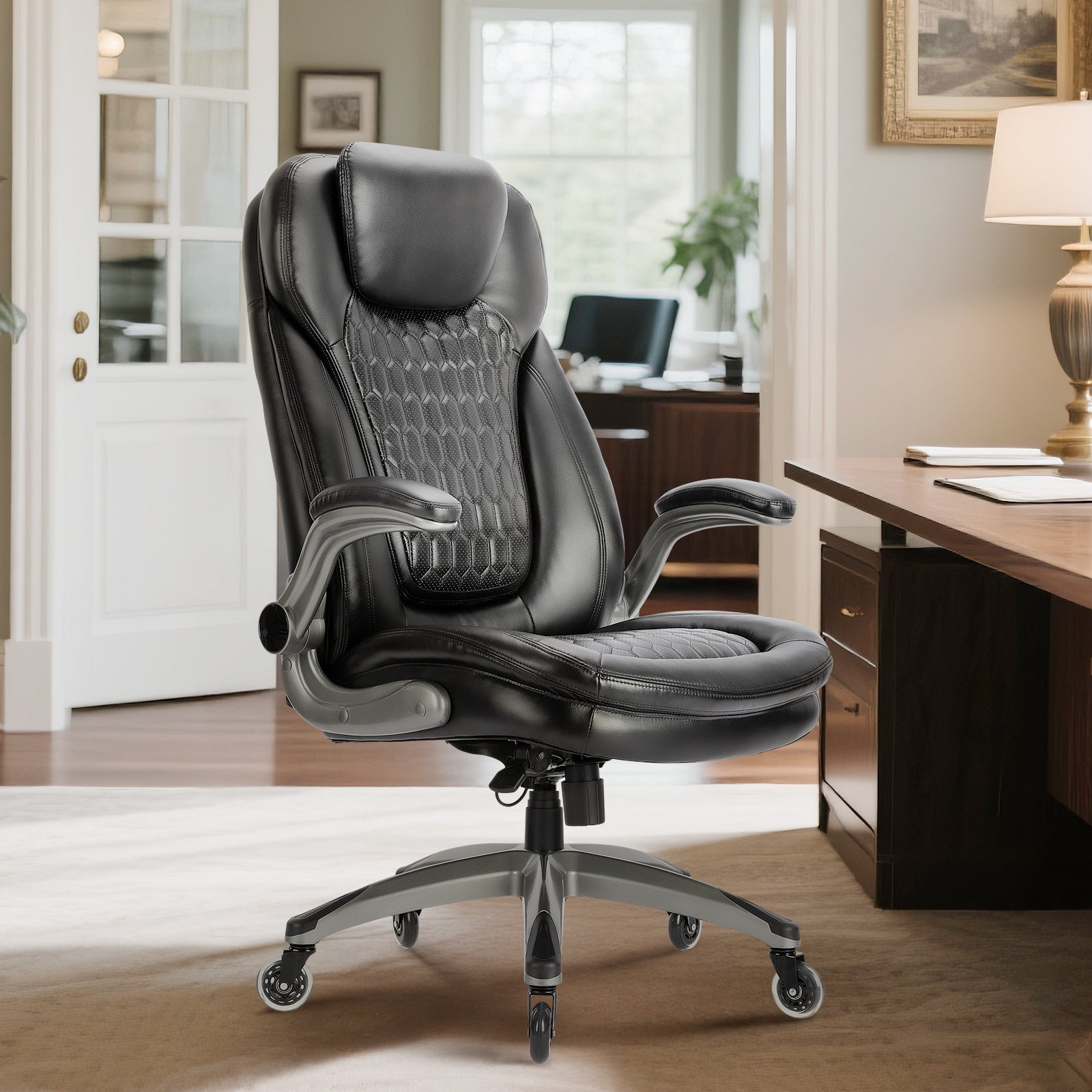 COLAMY Beige Color Ergonomic High Back Office Chair Thickened Headrest & Cushion Model.6686