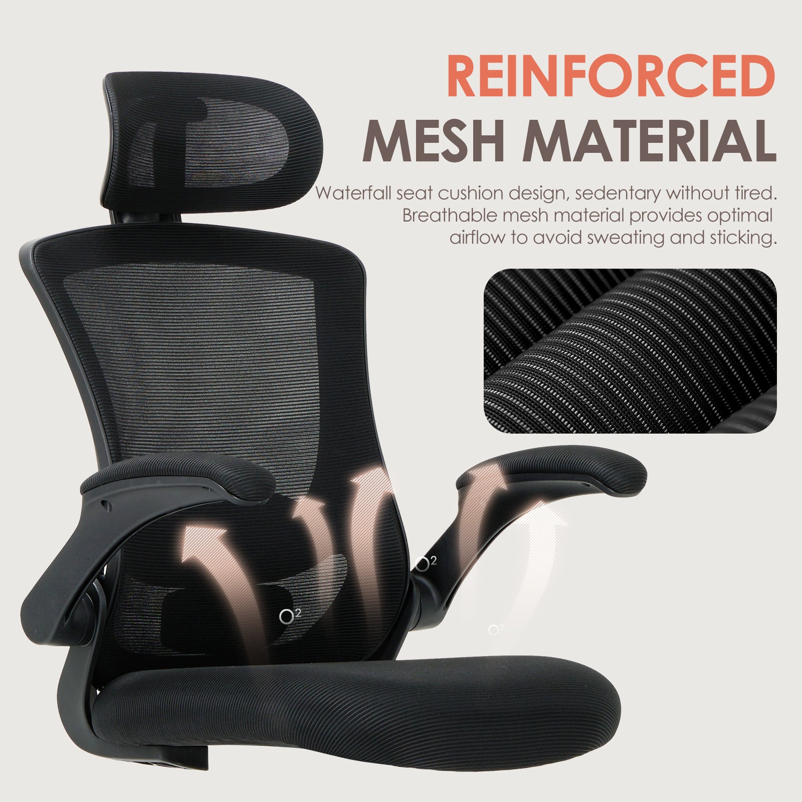 COLAMY Ergonomic Mesh Office Chair with Lumbar Support Model.9050 Cap.125kg