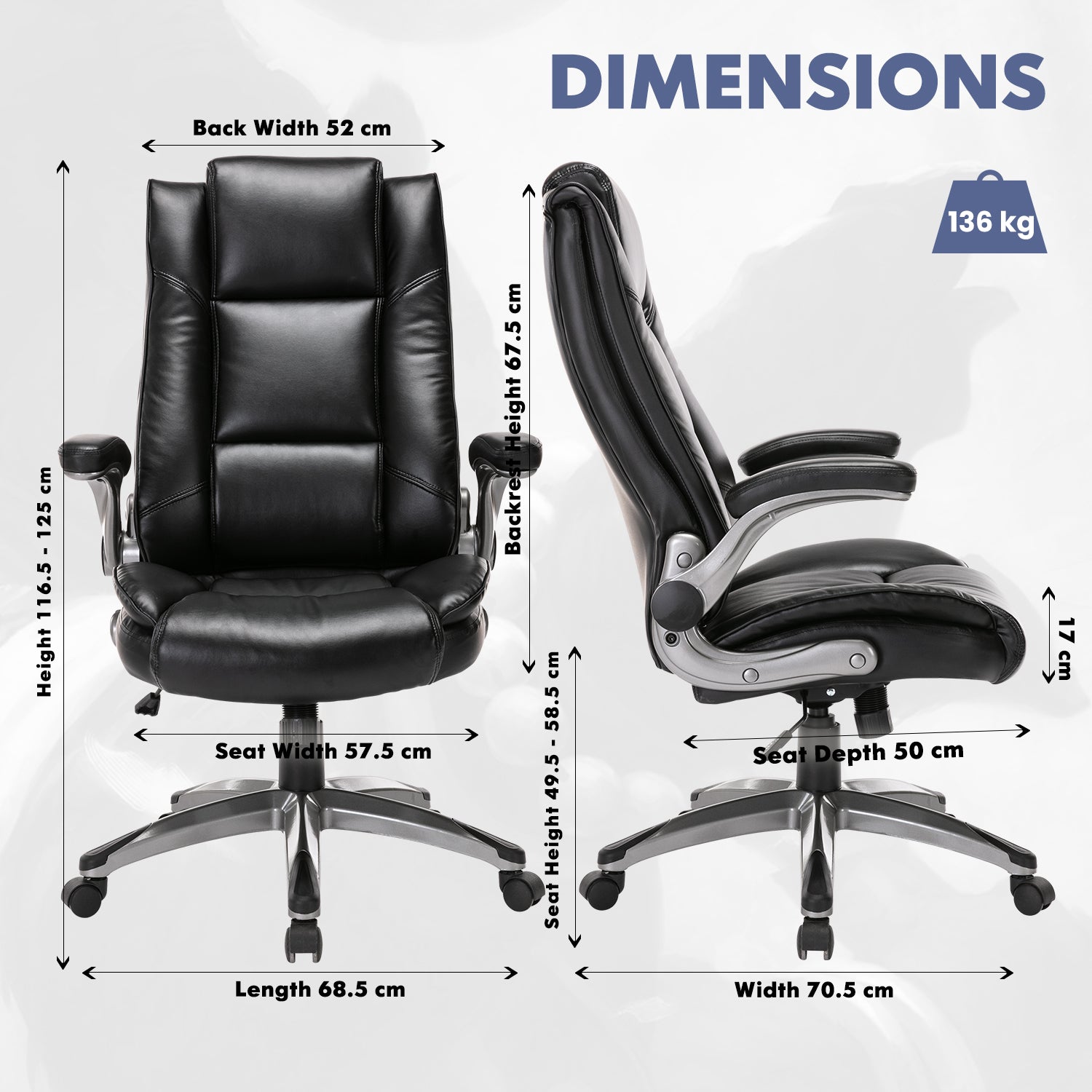 COLAMY 300LBS Ergonomic Lether Office Chair with Flip-up Armrests Model 2199