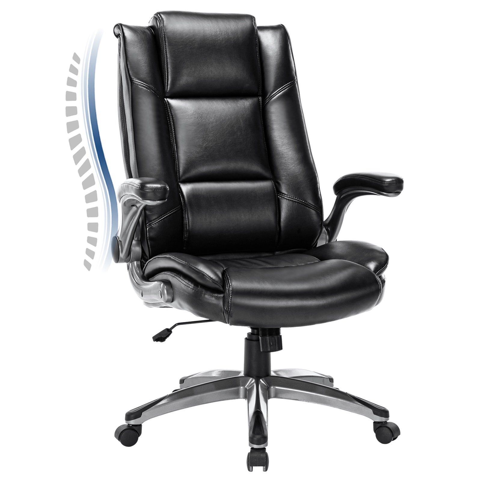 COLAMY 300LBS Ergonomic Lether Office Chair with Flip-up Armrests Model 2199