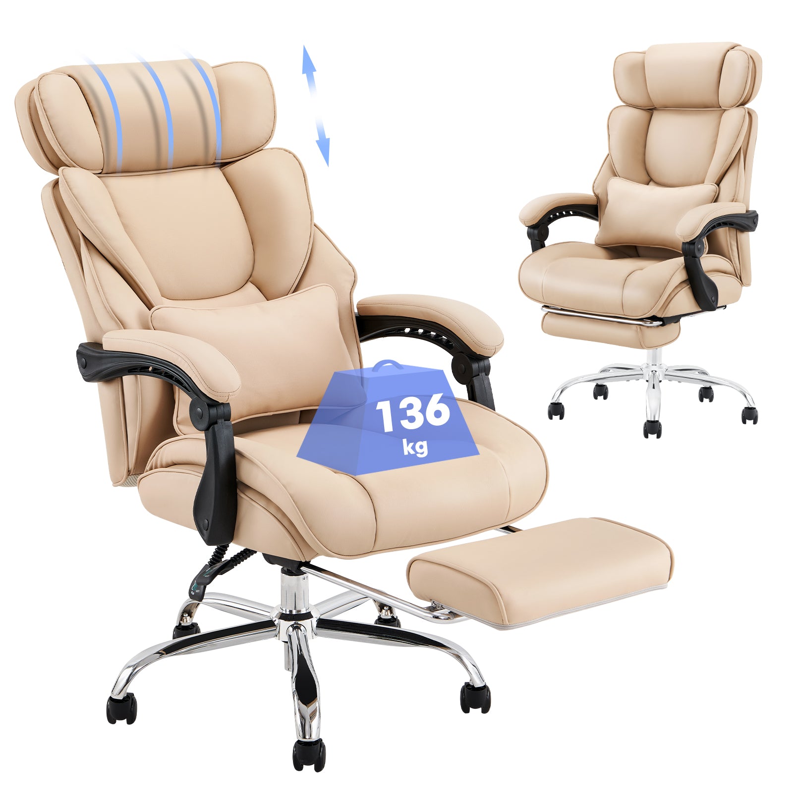 COLAMY Leather 300lbs Office Chair Reclining Gaming Chair with Footrest Model.6754