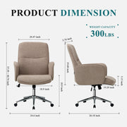 COLAMY Upholstered Fabric Office Chair Comfy Padded Height-adjustable Office Chair Cap.136kg