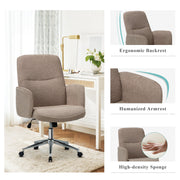 COLAMY Upholstered Fabric Office Chair Comfy Padded Height-adjustable Office Chair Cap.136kg