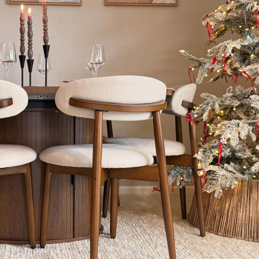 COLAMY NOYA Mid-Century Modern Dining Chair - Upholstered Accent Chair for Kitchen & Dining Room