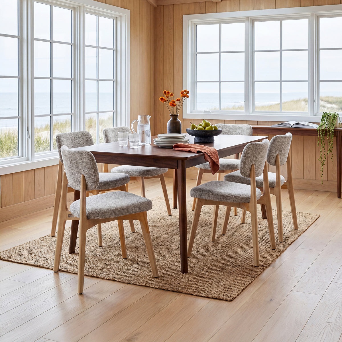 COLAMY HALO Prime Upholstered Dining Chairs with Solid Red Oak Frame