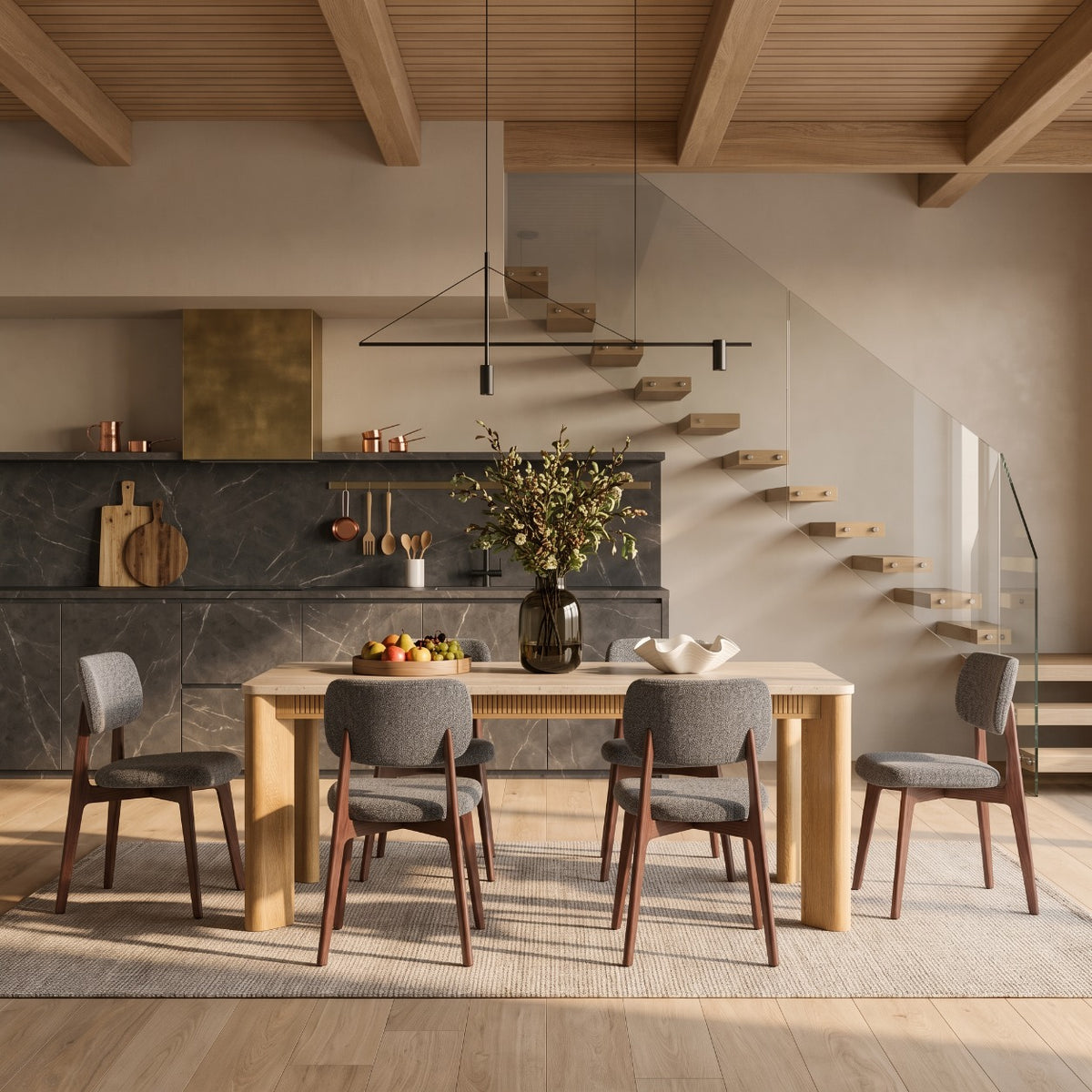 COLAMY VERSE 63" Dining Table with HALO Prime Dining Chairs Set for 4-6