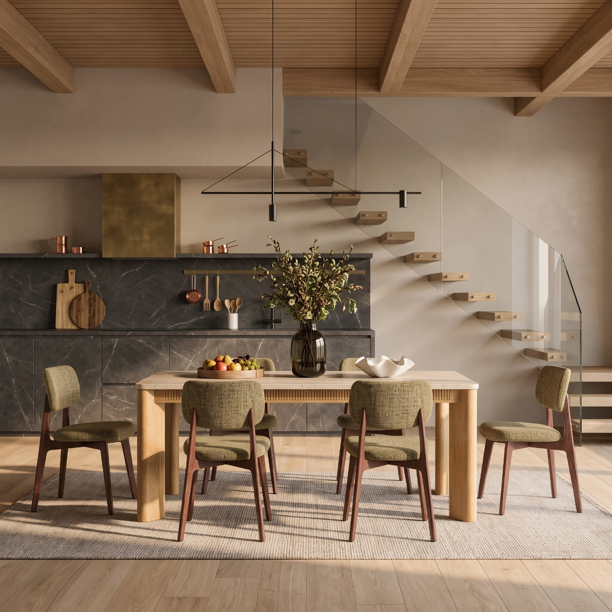 COLAMY VERSE 63" Dining Table with HALO Prime Dining Chairs Set for 4-6