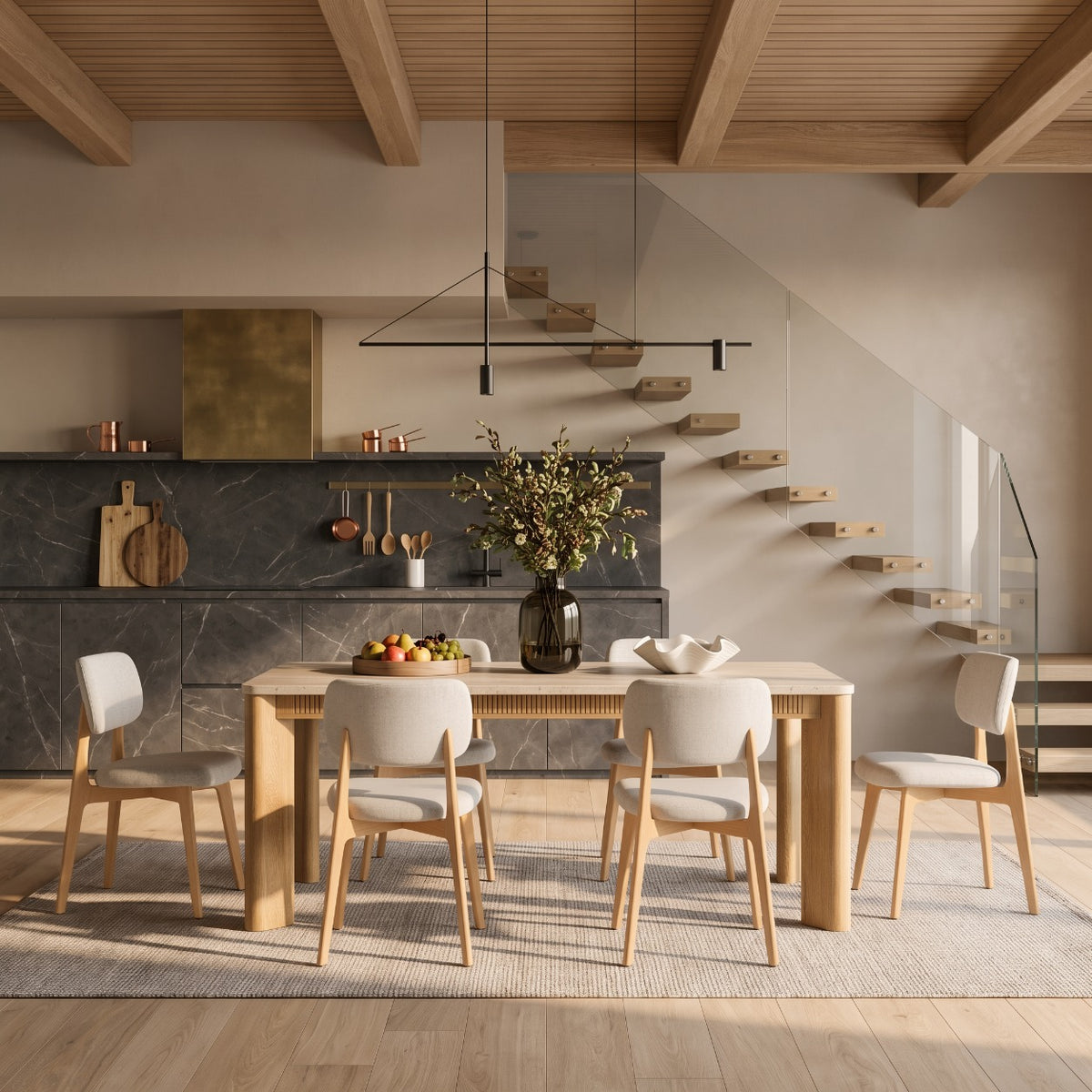 COLAMY VERSE 63" Dining Table with HALO Prime Dining Chairs Set for 4-6