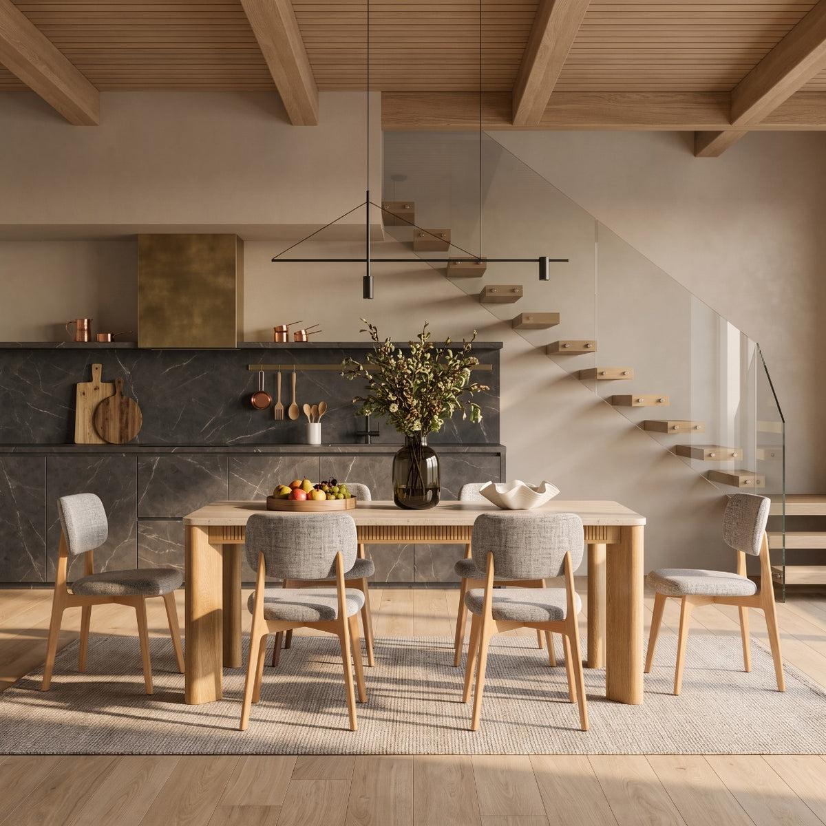COLAMY VERSE 63" Dining Table with HALO Prime Dining Chairs Set for 4-6