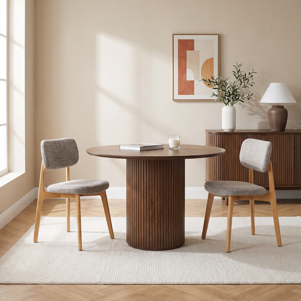 COLAMY HALO Prime Upholstered Dining Chairs with Solid Red Oak Frame
