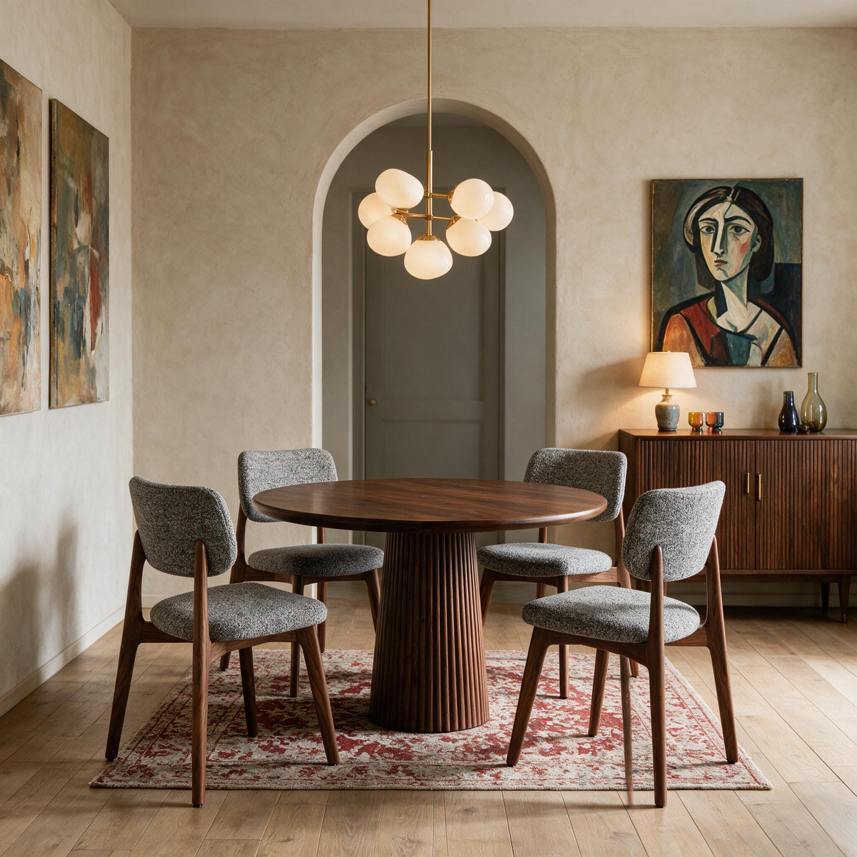 COLAMY HALO Prime Upholstered Dining Chairs with Solid Red Oak Frame